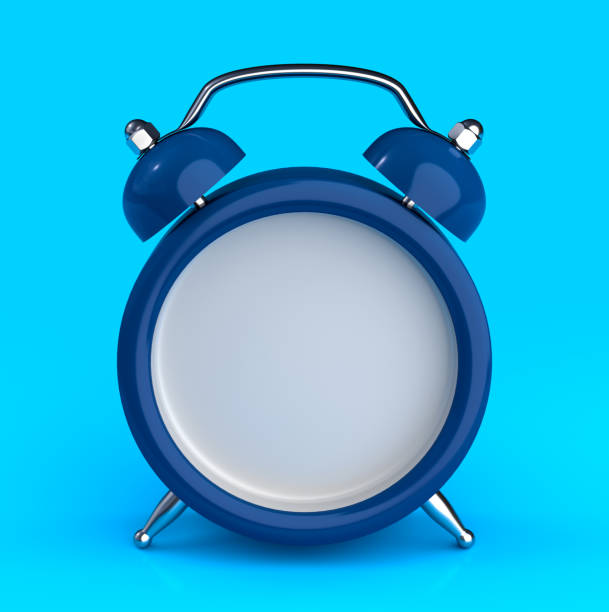 istock Customizable Blue Classic Alarm Clock on Blue Background 3D Illustration 1305364495