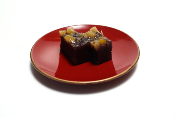 Pictured sweet bean jelly on the plate.