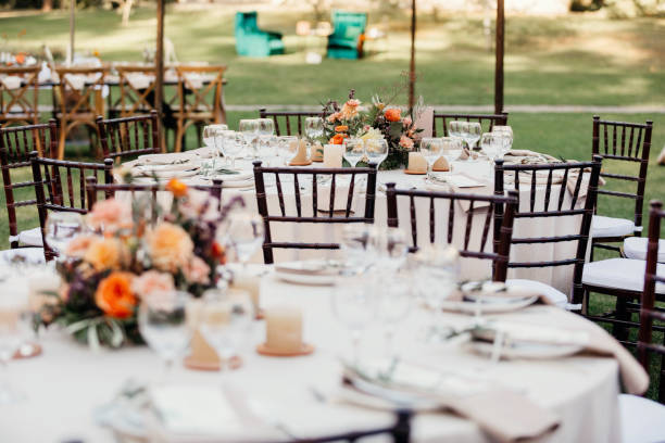 istock Table decoration, dinner, wedding design interior outdoor 1305368061