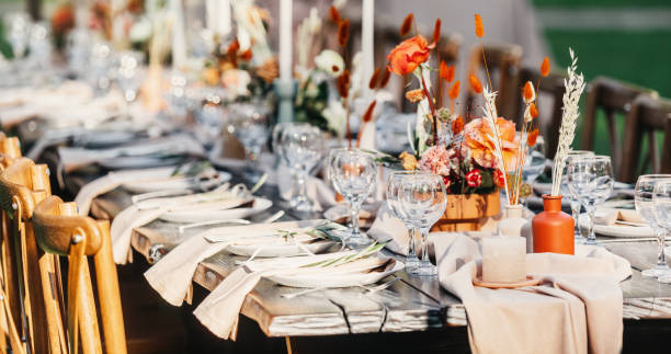 istock Wedding table decorated with decorative and elegant for wedding 1305368184