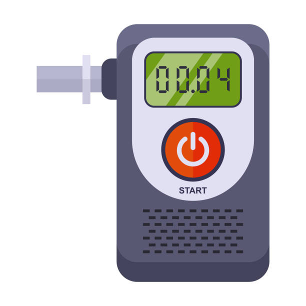 ilustrações de stock, clip art, desenhos animados e ícones de a device for determining the intoxication of a person. breathalyzer on a white background - intoxication