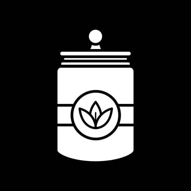 Vector illustration of Glass jar of herbal sauce dark mode glyph icon