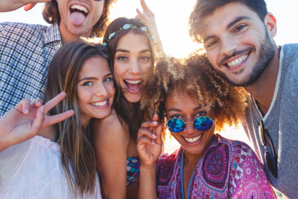 istock Group of friends having fun taking a selfie 1305379831