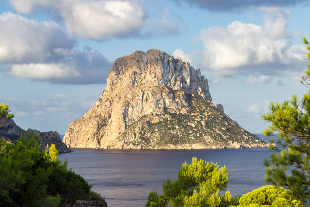 View of Es Vedra islands in Ibiza (Spain) stock photo