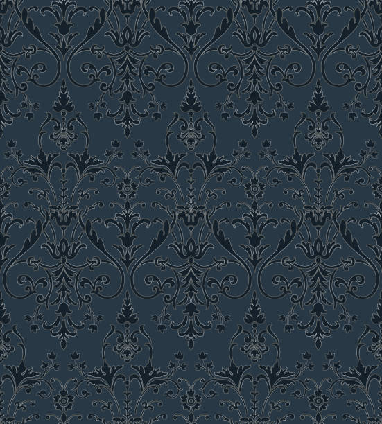 ilustrações, clipart, desenhos animados e ícones de elemento padrão sem costura damask. vetor clássico de luxo antigo ornamento damasco, textura real vitoriana perfeita para papéis de parede, têxtil, embalagem. modelo barroco floral requintado vintage. - invitation intricacy nostalgia elegance