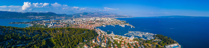 Aerial view of Split from Marjan hill in Croatia