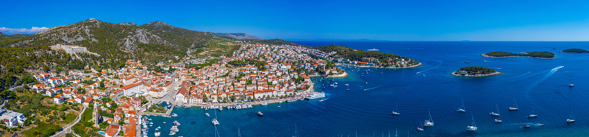 Aerial view of Croatian town Hvar