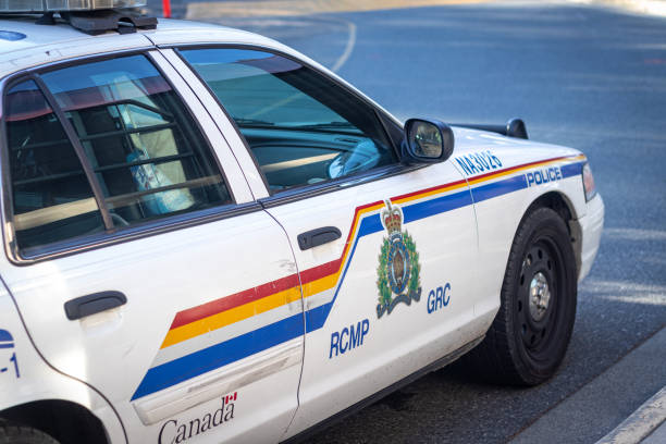 Close up view of Courtenay RCMP police car stock photo