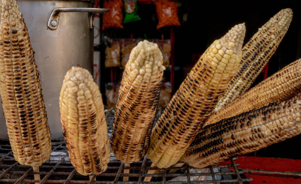 istock Delicious Mexican style roasted and impaled corn. 1305403024