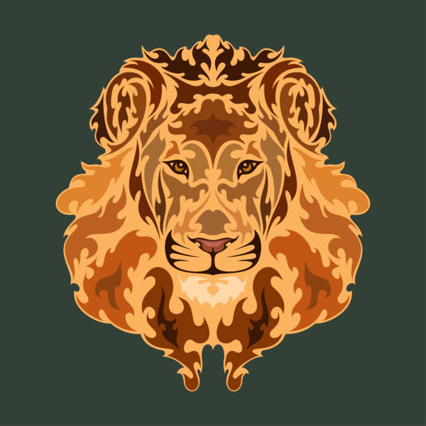istock Hand drawn abstract portrait of a lion. Vector stylized colorful illustration for tattoo, logo, wall decor, T-shirt print design or outwear. This drawing would be nice to make on the fabric, canvas. 1305403469
