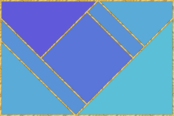 Modern mosaic, inlay. Illustration in stained glass style. Art deco background. Geometric pattern. Colored texture and golden artificial stone structure. Abstract print, creative tile surface.