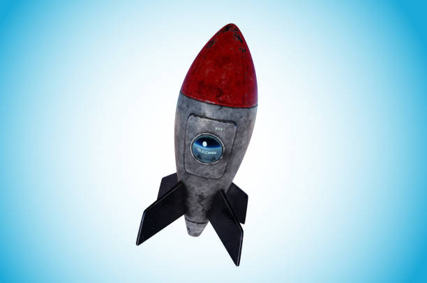 istock Rocket on blue background , icon. 3D illustration  , Concept Star up , SUCCESS 1305415148