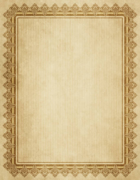 istock Old paper background with decorative vintage border. 1305423022