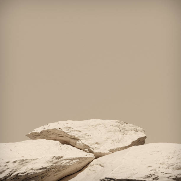 pódio com textura de pedra de mármore na vela champanhe cor fundo pastel. pedestal de pedra natural para apresentação de branding e embalagem. conceito de cosméticos e moda. renderização 3d. ilustração 3d. - gema - fotografias e filmes do acervo
