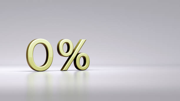 gold zero percent or 0 % isolated over white background with clipping path. - costless imagens e fotografias de stock