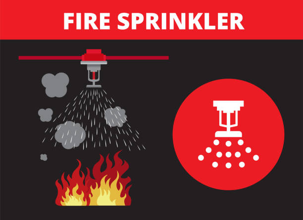 fire sprinkler, safety, vector design icon fire sprinkler, safety, vector design icon ceiling illustrations stock illustrations