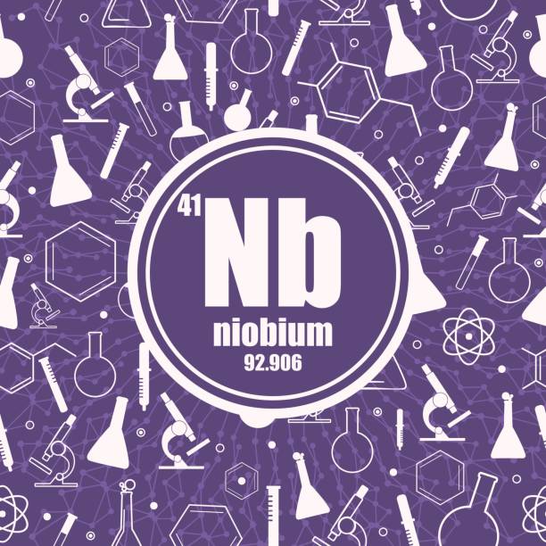 ilustraciones, imágenes clip art, dibujos animados e iconos de stock de elemento químico de niobio. - niobium