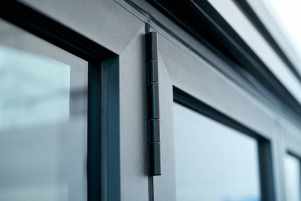 fragment aluminum folding door. photo with a copy-space stock photo