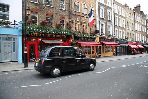 London, UK - February 25,2020: famous London taxi cab on the street