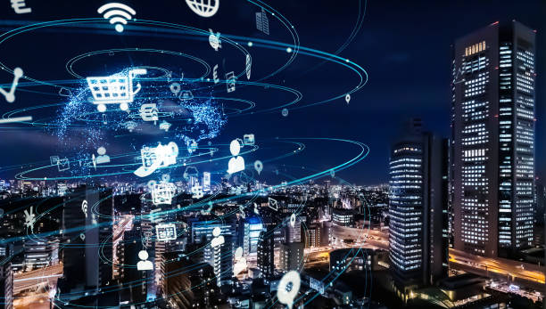 istock Smart city and communication network concept. 5G. IoT (Internet of Things). Telecommunication. 1305439039