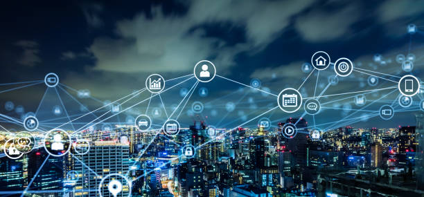 istock Smart city and communication network concept. 5G. IoT (Internet of Things). Telecommunication. 1305439071
