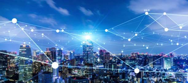 istock Smart city and communication network concept. 5G. LPWA (Low Power Wide Area). Wireless communication. 1305439078