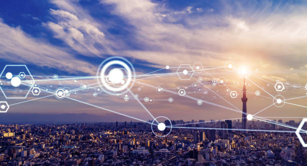 istock Smart city and communication network concept. 5G. LPWA (Low Power Wide Area). Wireless communication. 1305439085