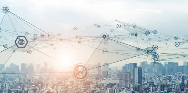 istock Smart city and communication network concept. 5G. IoT (Internet of Things). Telecommunication. 1305439086