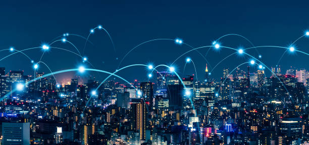 istock Smart city and communication network concept. 5G. LPWA (Low Power Wide Area). Wireless communication. 1305439090
