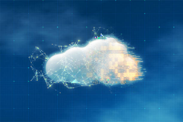 cloud computing networking and streaming - cloud computer equipment technology pixelated imagens e fotografias de stock