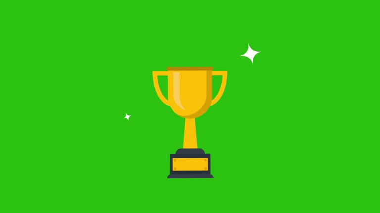 Winner Golden Cup animation.Winner Cartoon 4K animation on Green screen.can be use for your Project and Explainer Video.