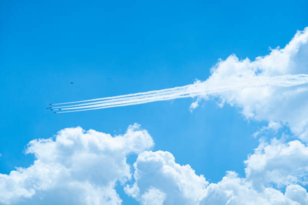 istock Blue Impulse flying in the blue sky 1305446341