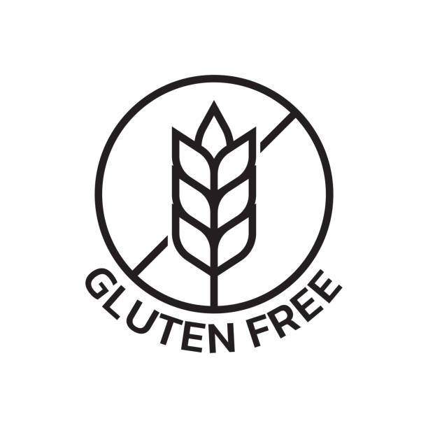 Gluten free icon with grain or wheat symbol. Food allergy label or logo. Vector illustration. Gluten free icon with grain or wheat symbol. Food allergy label or logo. Vector illustration. food allergies stock illustrations