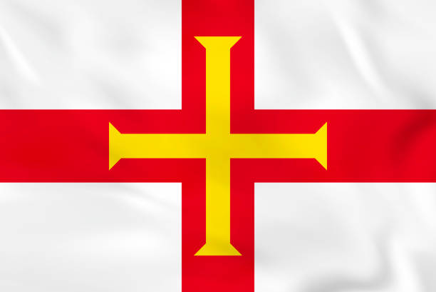 istock Guernsey waving flag. Guernsey national flag background texture. 1305448408