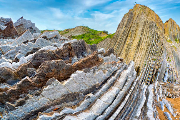 istock Steeply-tilted Layers of Flysch, Basque Coast UNESCO Global Geopark, Spain 1305448431