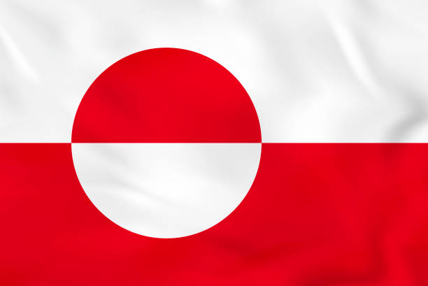 istock Greenland waving flag. Greenland national flag background texture. 1305448468