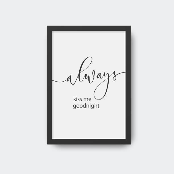 istock Always kiss me goodnight. Calligraphic poster in frame. 1305448598