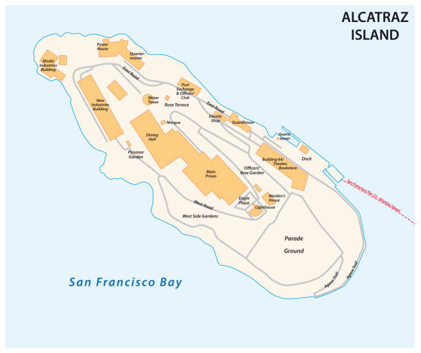 vector map of Californias former prison island Alcatraz