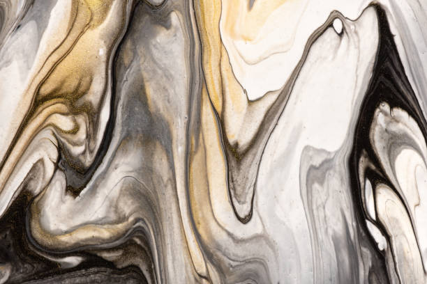 istock Abstract fluid art background black and white colors. Liquid marble. 1305450039