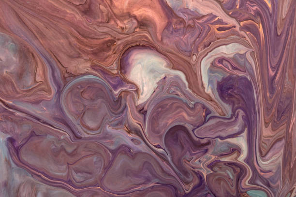istock Abstract fluid art background dark brown and purple colors. Liquid marble. 1305450137