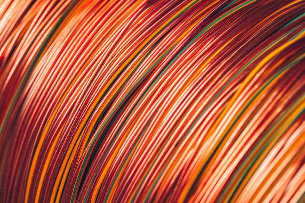istock Copper wire reels in cable factory close up 1305451397