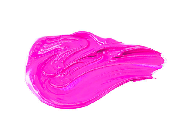 istock Pink lipstick smear smudge on white, women's lips, love background, cosmetics composition, make up composition, lipstick brush strokes 1305451658