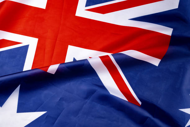 istock National flag of Australia, fabric textile background 1305455281