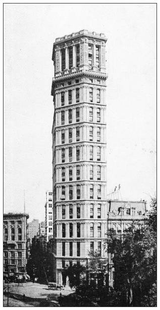 istock Antique black and white photograph: New York buildings, St Paul Building 1305457952