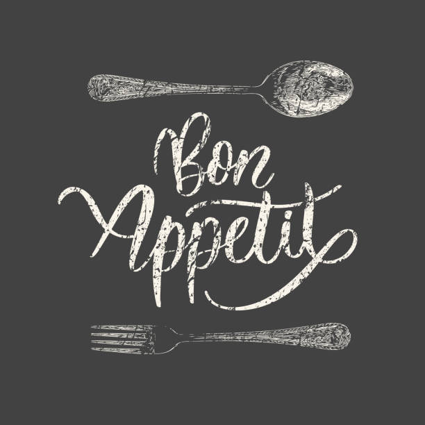 винтаж chalkboard бон аппетит плакат . векторная иллюстрация. - bon appetite stock illustrations