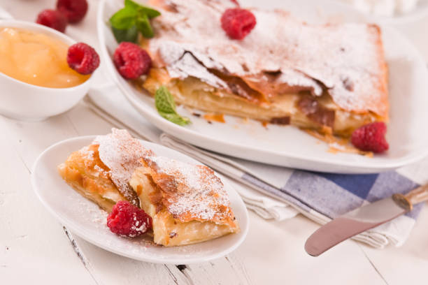 istock Bougatsa - Greek puff pastry with cream. 1305462938