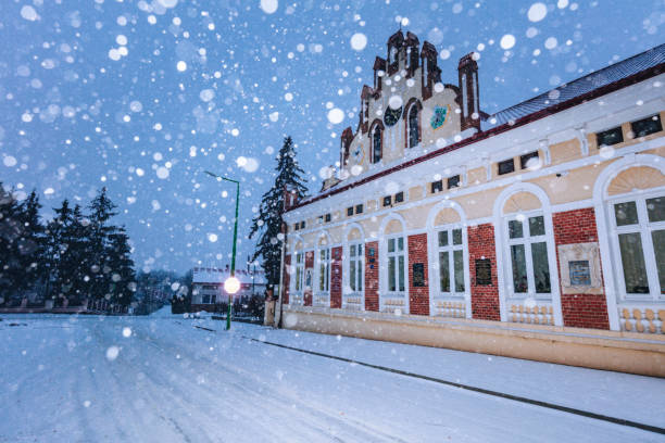 Snow storm in Sokolow Malopolski. Sokolow Malopolski, Subcarpathia, Poland