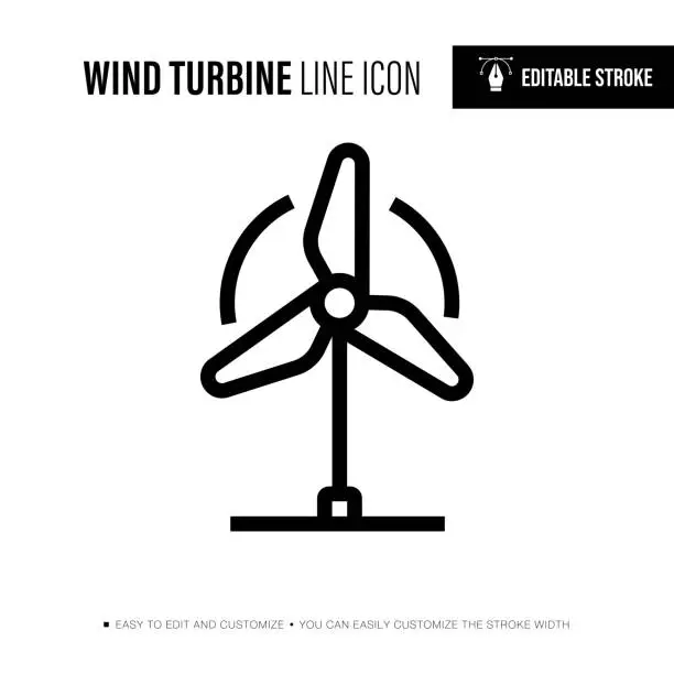 Vector illustration of Wind Turbine Editable Stroke Single Icon