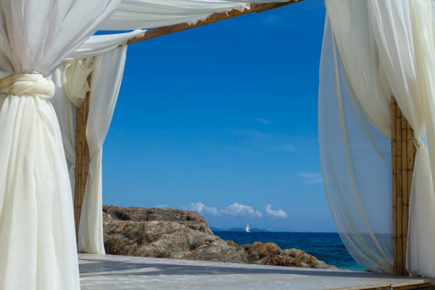 istock Pavilion for relax on the beach. 1305470117