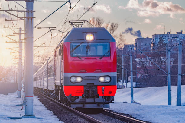 Passenger train moves from the station.
